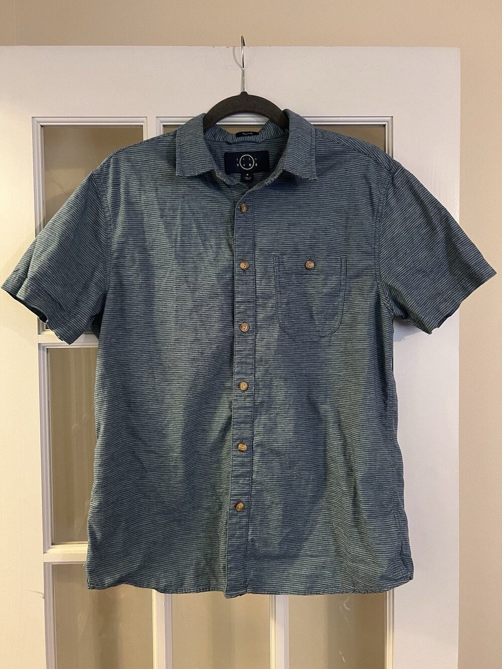 EVEN TIDE Blue Classy Button Down Shirt Men - Size Medium Dressy Old Money